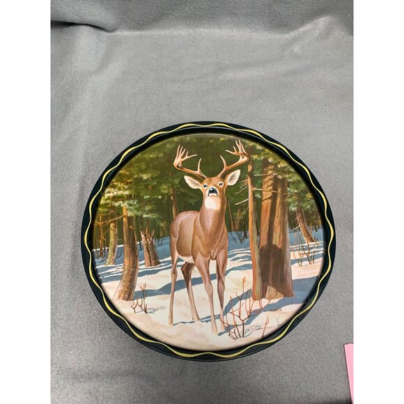 Vintage James  L. Artig Metal Tray Deer-Themed Decorative Metal Tin with Buck 19 - Picture 6 of 11